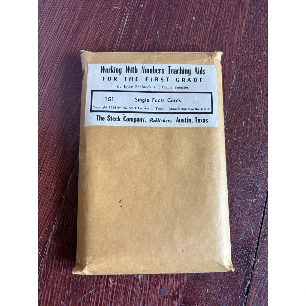Vintage 1948 Steck Co Math Flash Cards Working With Numbers Teaching Aids‎ 1G1